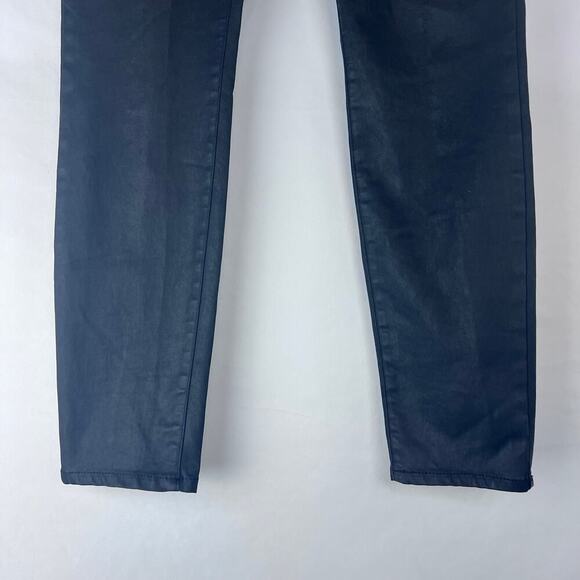 Eileen Fisher Black Waxed Coated Organic Cotton Skinny Jeans Pants Size 10 - Picture 3 of 6